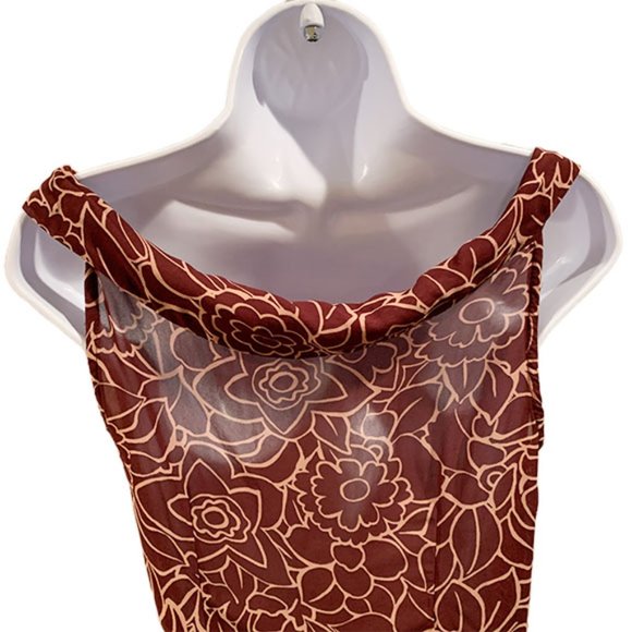 Vintage Anthropologie Odille Y2K Sheer Chiffon Floral Midi Dress, Size 6 - Picture 4 of 8